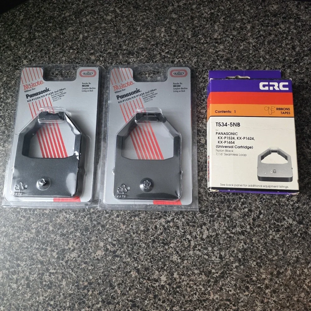 Nu-kote Panasonic Typewriter Ribbon NK240 + GRC T534-5NB Black Nylon Lot of 3‎